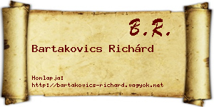 Bartakovics Richárd névjegykártya