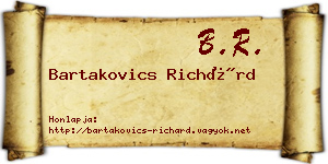Bartakovics Richárd névjegykártya
